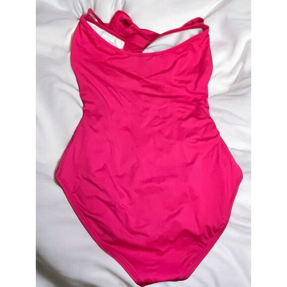 Tommy Bahama One-Piece Swimsuit Women Sz 12 Halter Hot-Pink Ruched NWOT - Picture 6 of 12